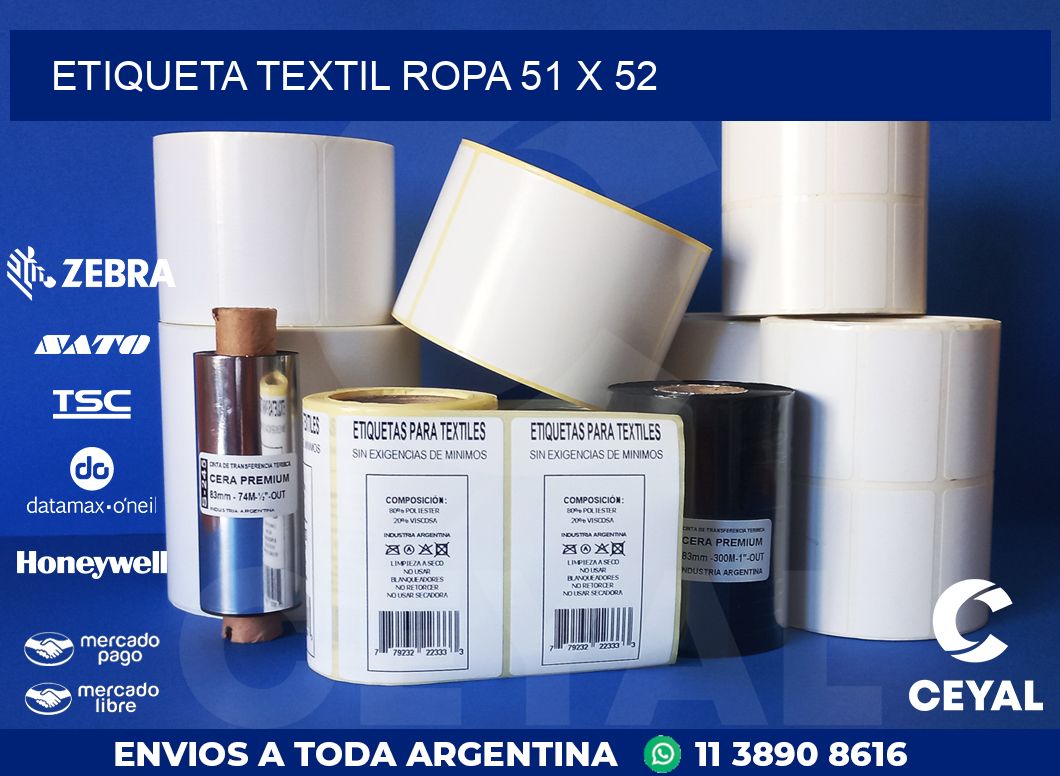ETIQUETA TEXTIL ROPA 51 x 52