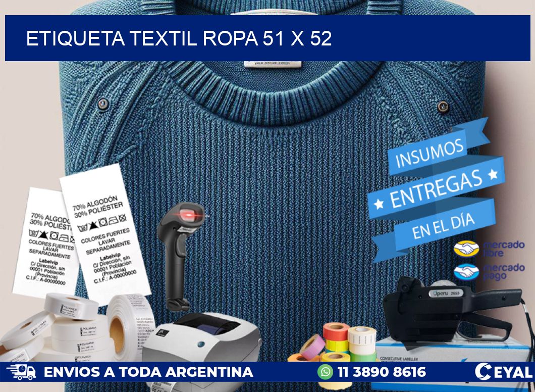 ETIQUETA TEXTIL ROPA 51 x 52