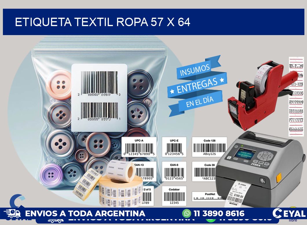 ETIQUETA TEXTIL ROPA 57 x 64