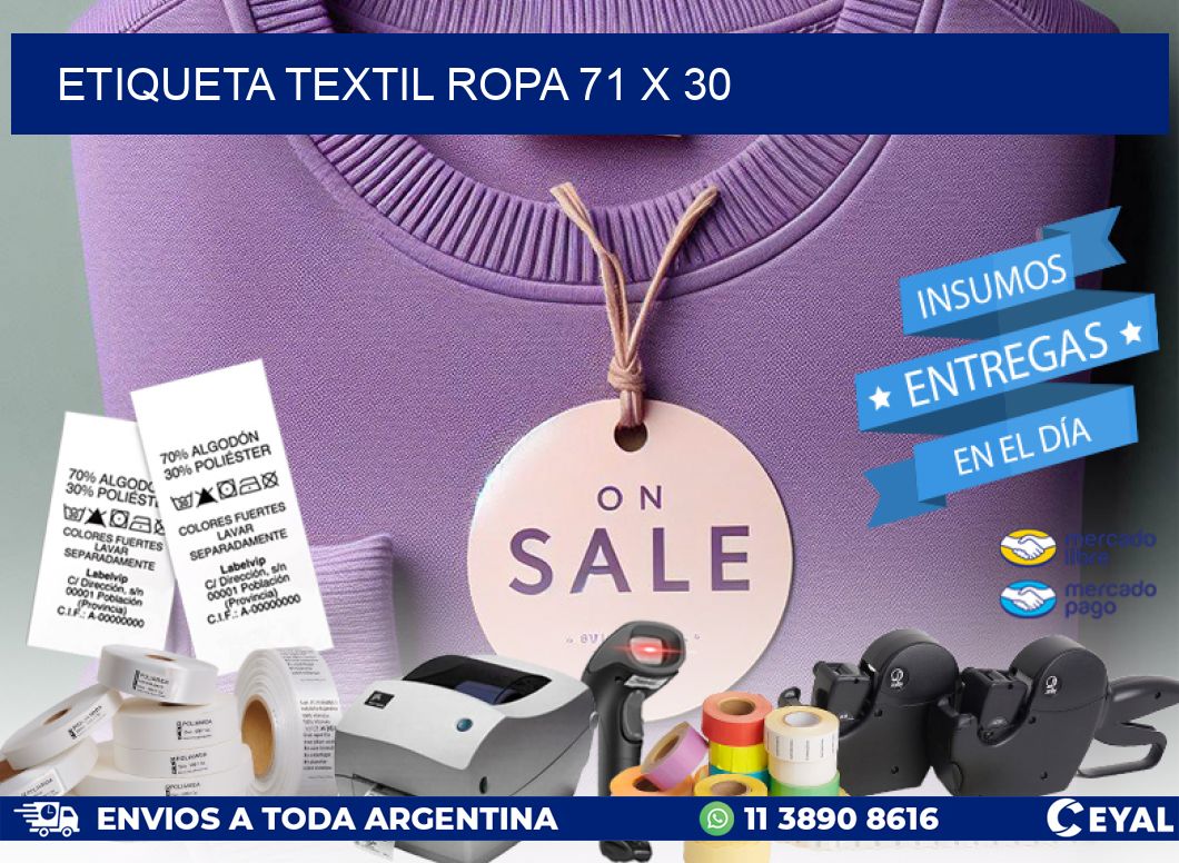 ETIQUETA TEXTIL ROPA 71 x 30
