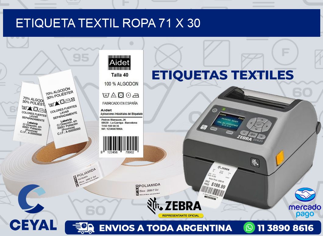 ETIQUETA TEXTIL ROPA 71 x 30