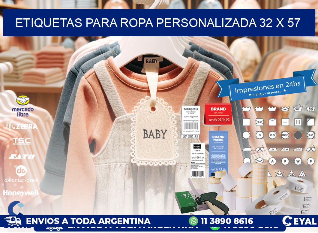 ETIQUETAS PARA ROPA PERSONALIZADA 32 x 57