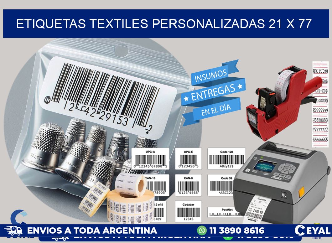 ETIQUETAS TEXTILES PERSONALIZADAS 21 x 77