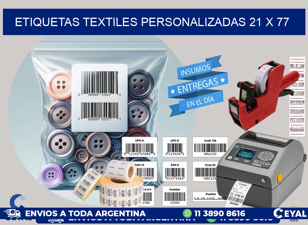 ETIQUETAS TEXTILES PERSONALIZADAS 21 x 77