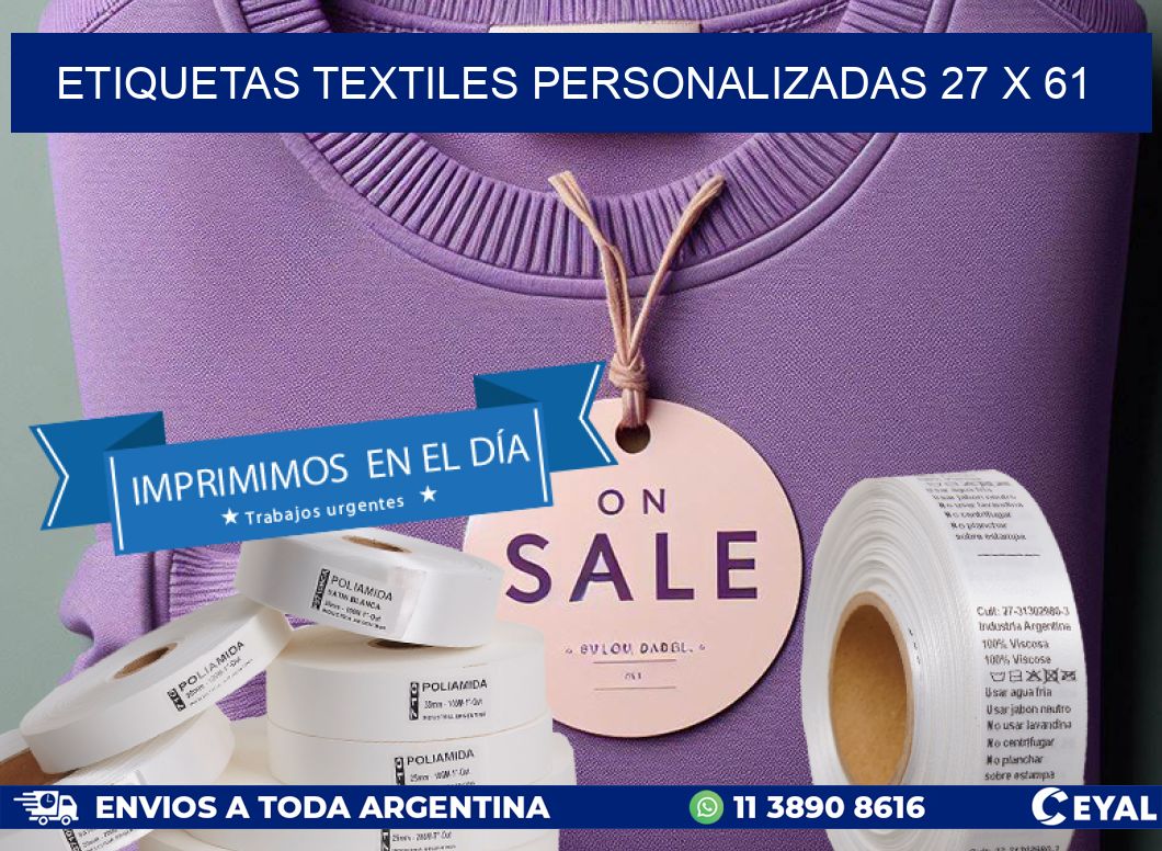 ETIQUETAS TEXTILES PERSONALIZADAS 27 x 61