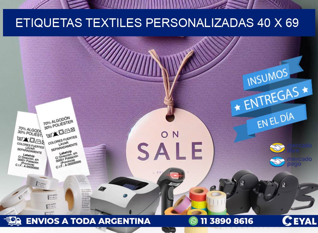 ETIQUETAS TEXTILES PERSONALIZADAS 40 x 69
