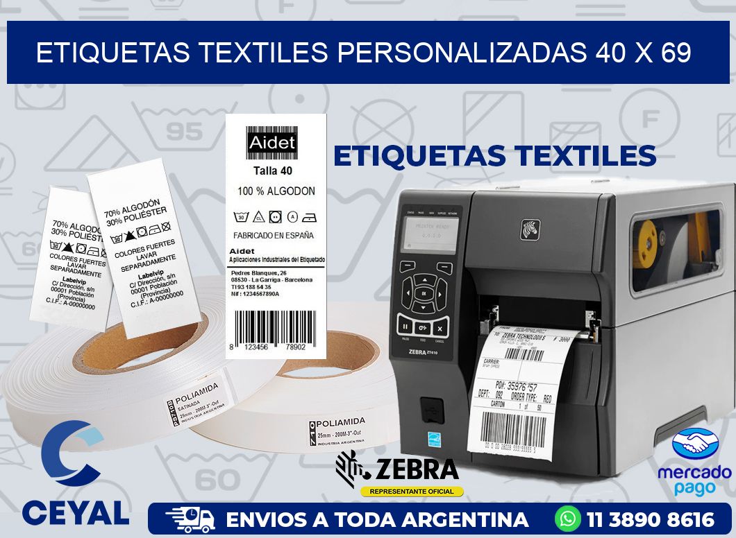 ETIQUETAS TEXTILES PERSONALIZADAS 40 x 69