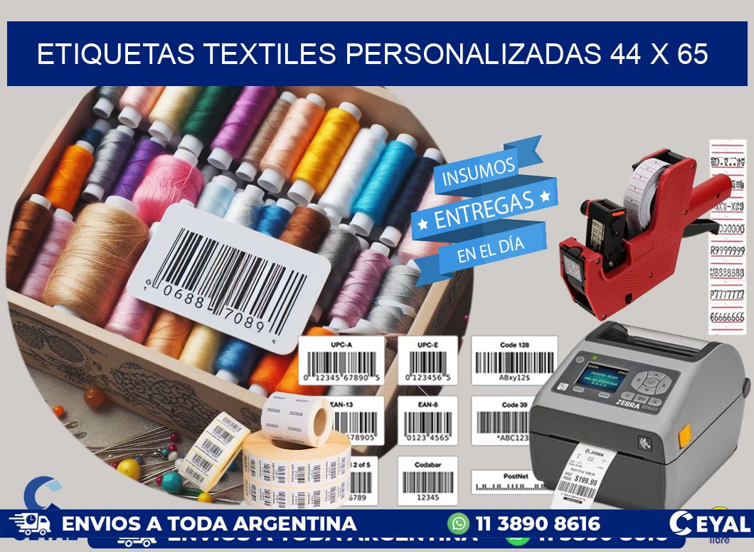 ETIQUETAS TEXTILES PERSONALIZADAS 44 x 65