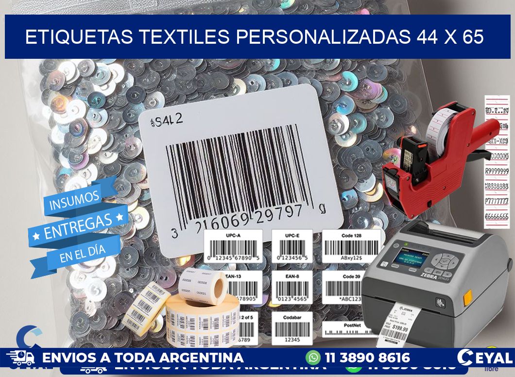 ETIQUETAS TEXTILES PERSONALIZADAS 44 x 65