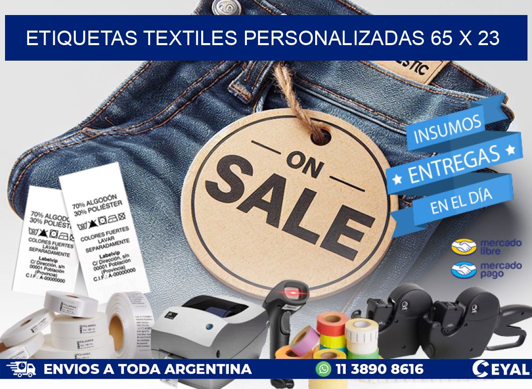 ETIQUETAS TEXTILES PERSONALIZADAS 65 x 23
