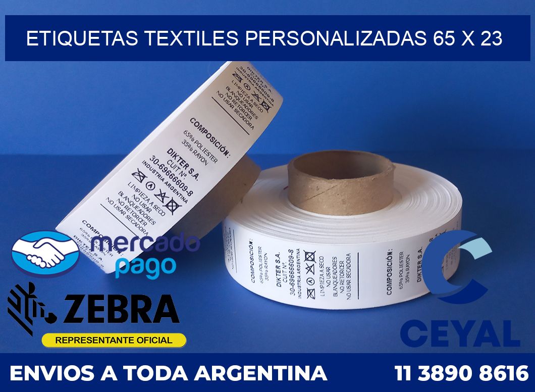 ETIQUETAS TEXTILES PERSONALIZADAS 65 x 23