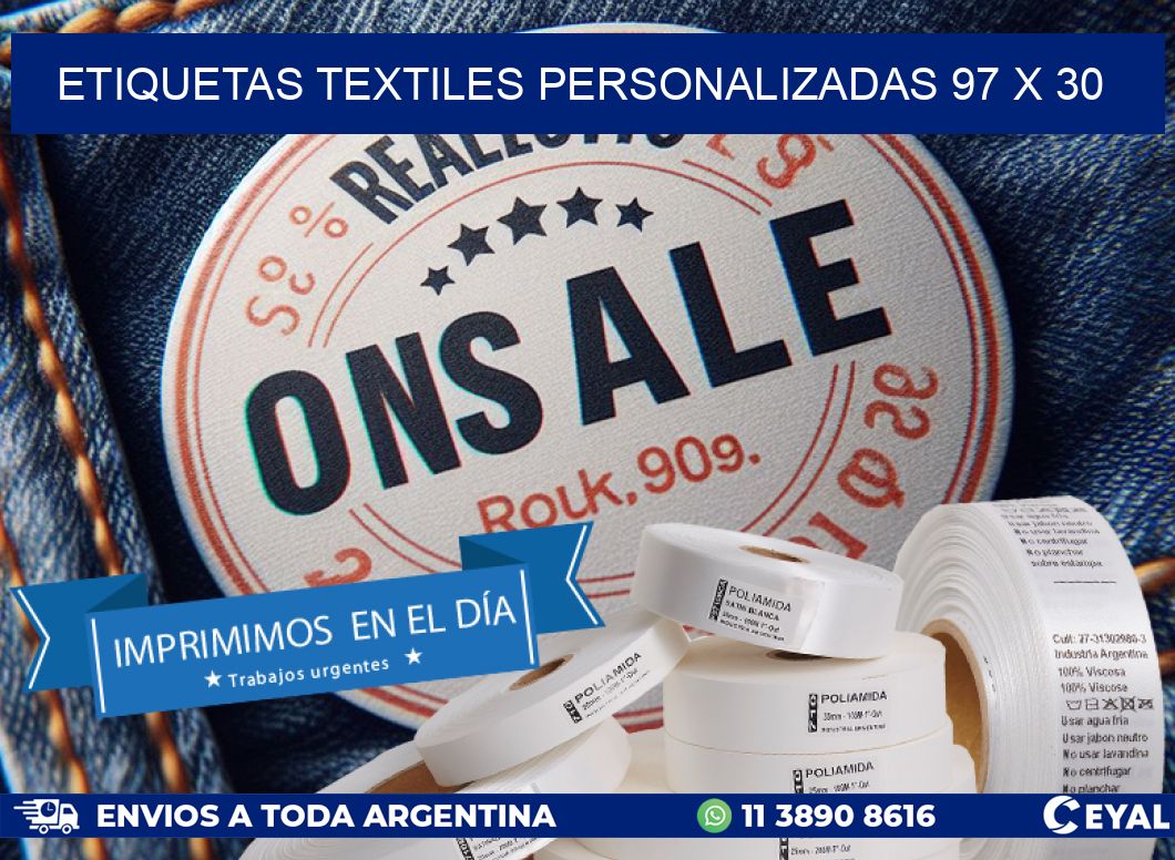 ETIQUETAS TEXTILES PERSONALIZADAS 97 x 30
