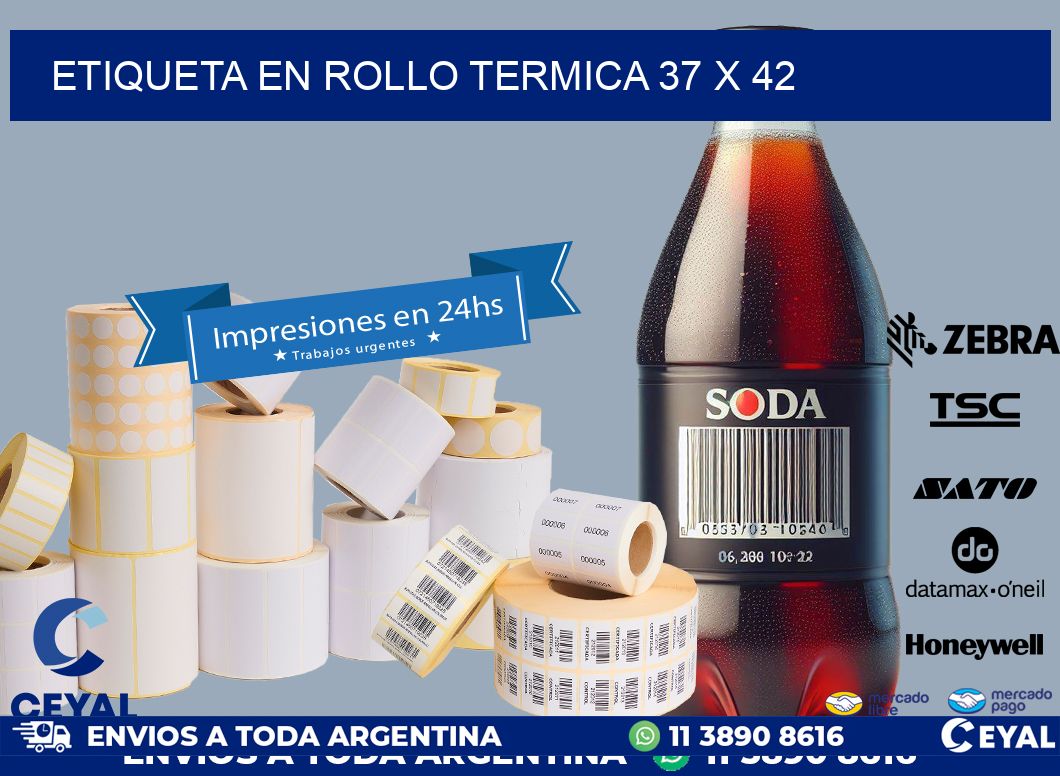 ETIQUETA EN ROLLO TERMICA 37 x 42