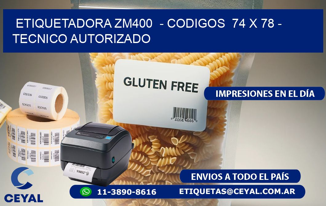 ETIQUETADORA ZM400 - CODIGOS 74 x 78 - TECNICO AUTORIZADO