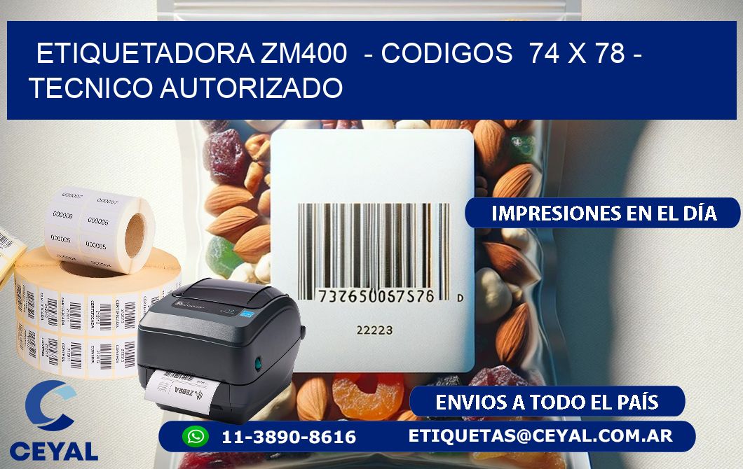 ETIQUETADORA ZM400  – CODIGOS  74 x 78 – TECNICO AUTORIZADO