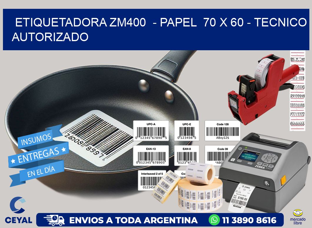 ETIQUETADORA ZM400  – PAPEL  70 x 60 – TECNICO AUTORIZADO