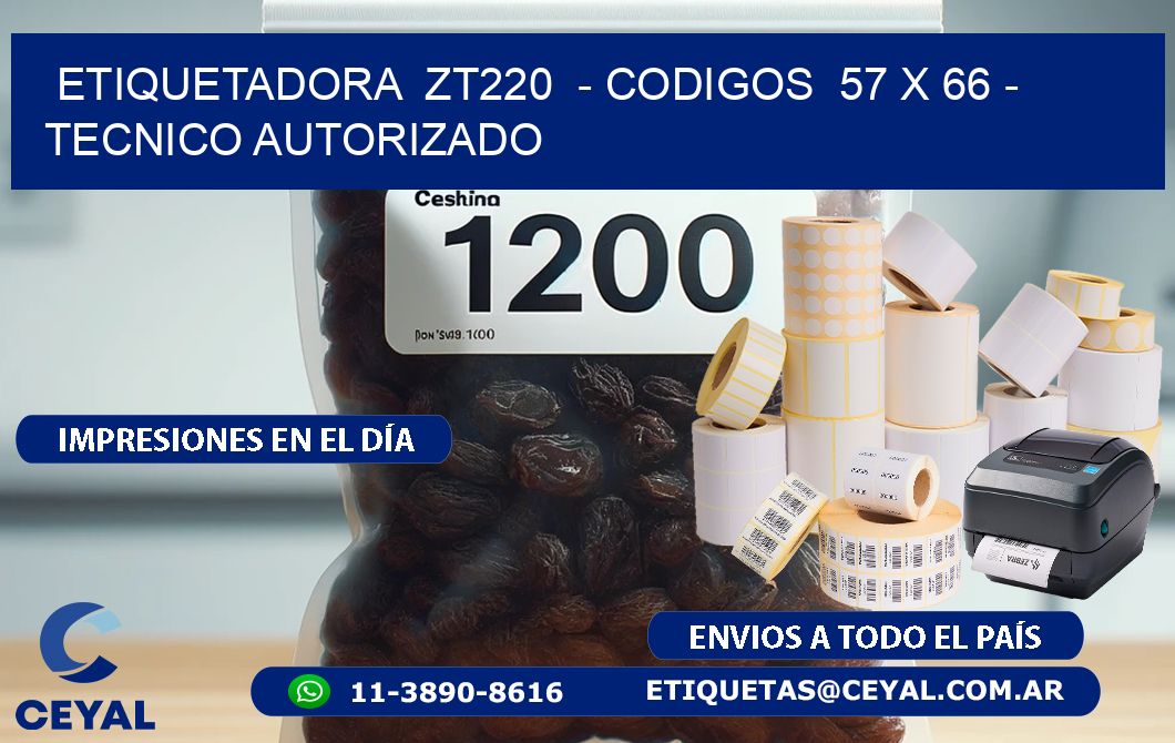 ETIQUETADORA ZT220 - CODIGOS 57 x 66 - TECNICO AUTORIZADO