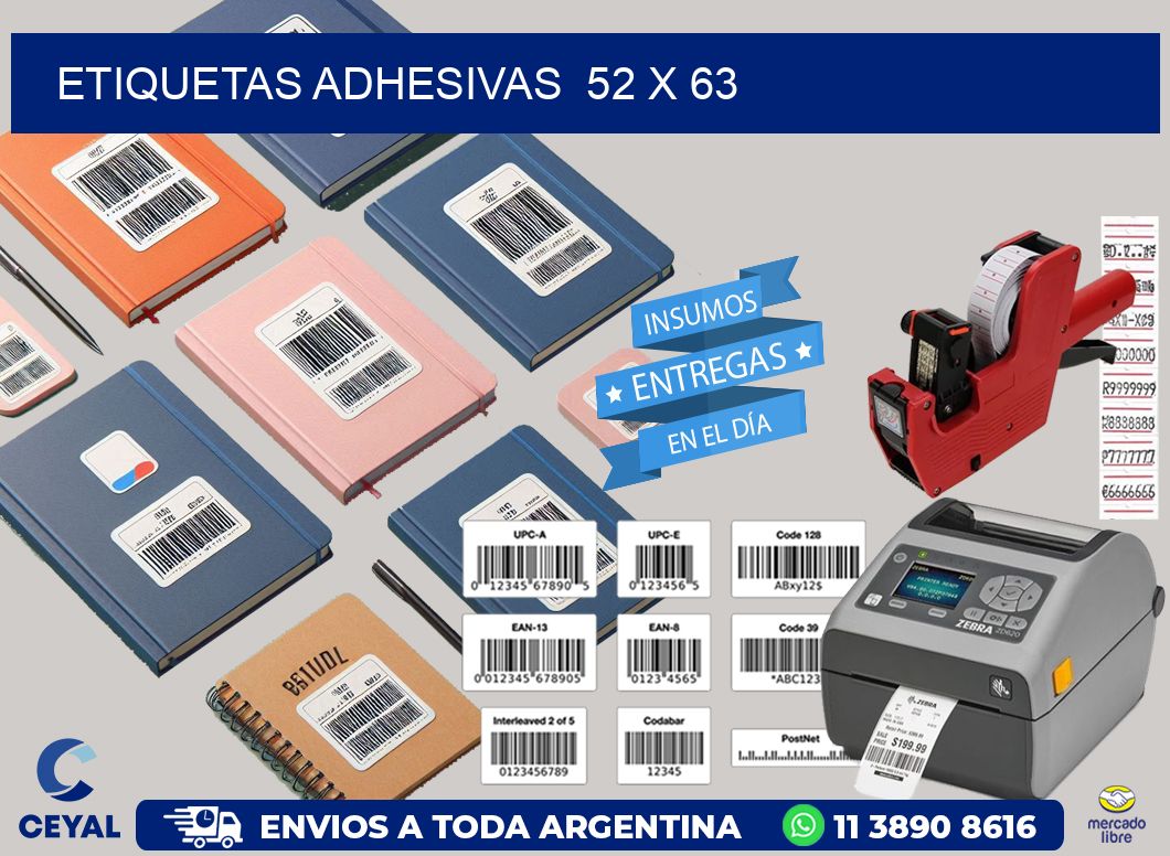 ETIQUETAS ADHESIVAS 52 x 63