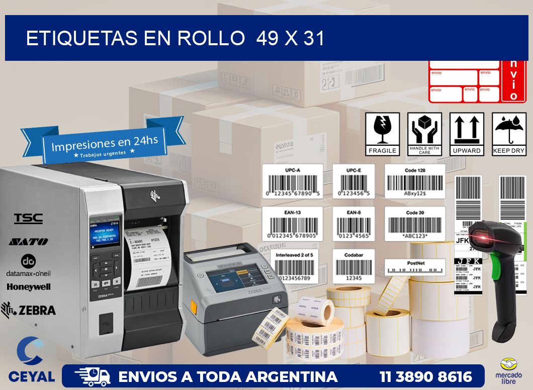ETIQUETAS EN ROLLO  49 x 31