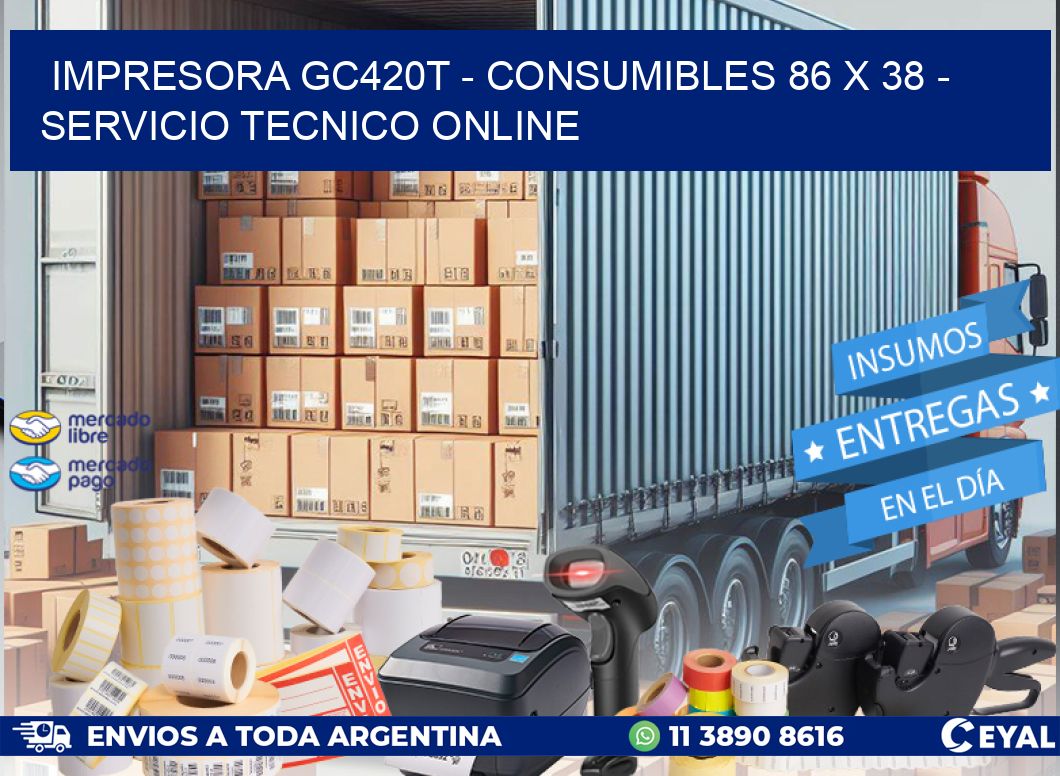 IMPRESORA GC420T - CONSUMIBLES 86 x 38 - SERVICIO TECNICO ONLINE