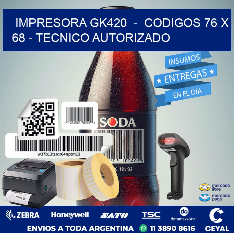 IMPRESORA GK420  –  CODIGOS 76 x 68 – TECNICO AUTORIZADO