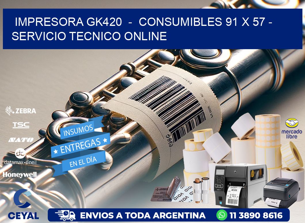 IMPRESORA GK420 - CONSUMIBLES 91 x 57 - SERVICIO TECNICO ONLINE