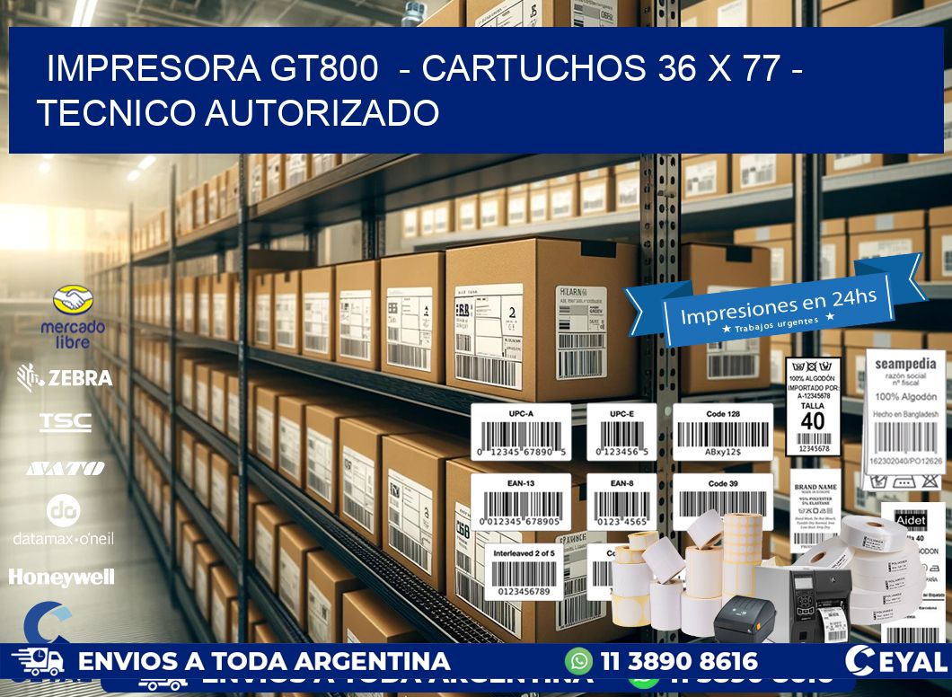 IMPRESORA GT800 - CARTUCHOS 36 x 77 - TECNICO AUTORIZADO
