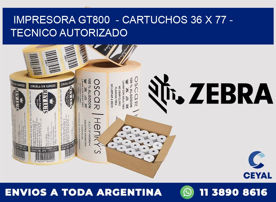 IMPRESORA GT800 - CARTUCHOS 36 x 77 - TECNICO AUTORIZADO