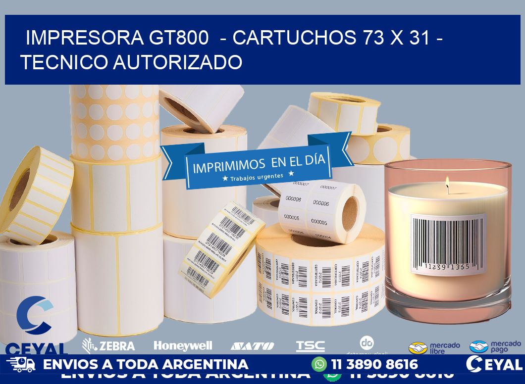 IMPRESORA GT800  - CARTUCHOS 73 x 31 - TECNICO AUTORIZADO