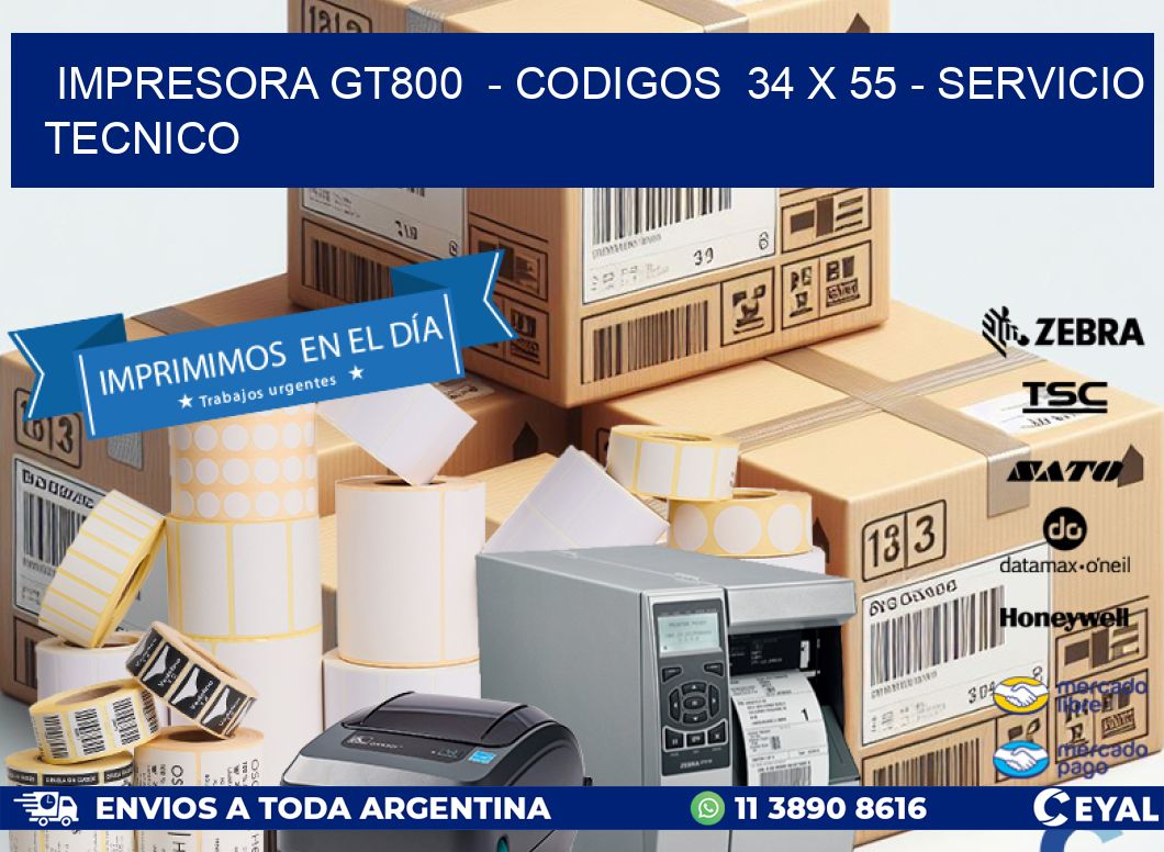 IMPRESORA GT800  - CODIGOS  34 x 55 - SERVICIO TECNICO