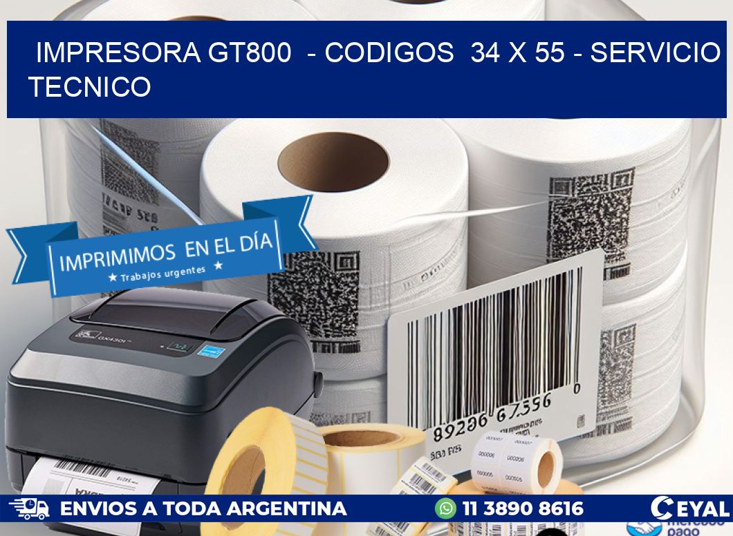 IMPRESORA GT800  - CODIGOS  34 x 55 - SERVICIO TECNICO