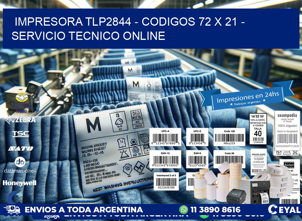IMPRESORA TLP2844 - CODIGOS 72 x 21 - SERVICIO TECNICO ONLINE