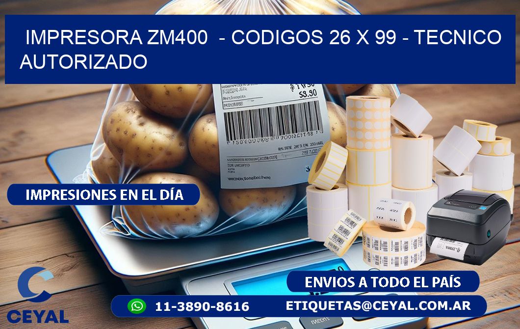 IMPRESORA ZM400  - CODIGOS 26 x 99 - TECNICO AUTORIZADO