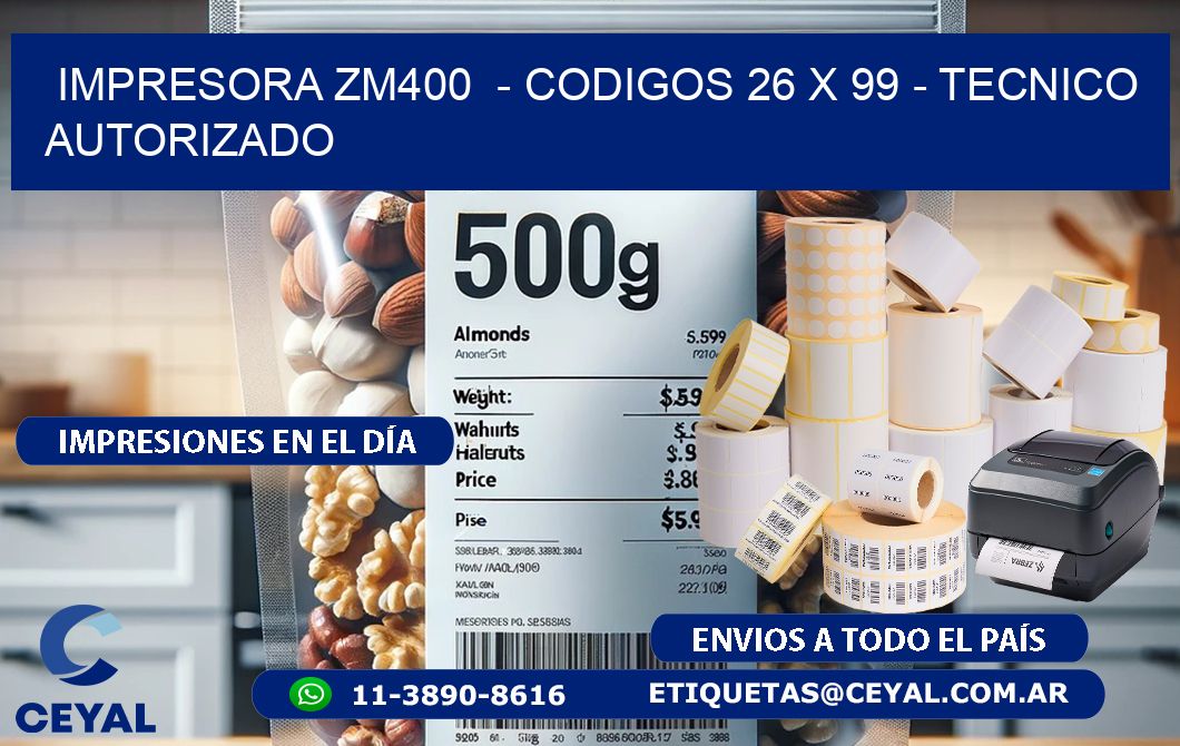 IMPRESORA ZM400  – CODIGOS 26 x 99 – TECNICO AUTORIZADO