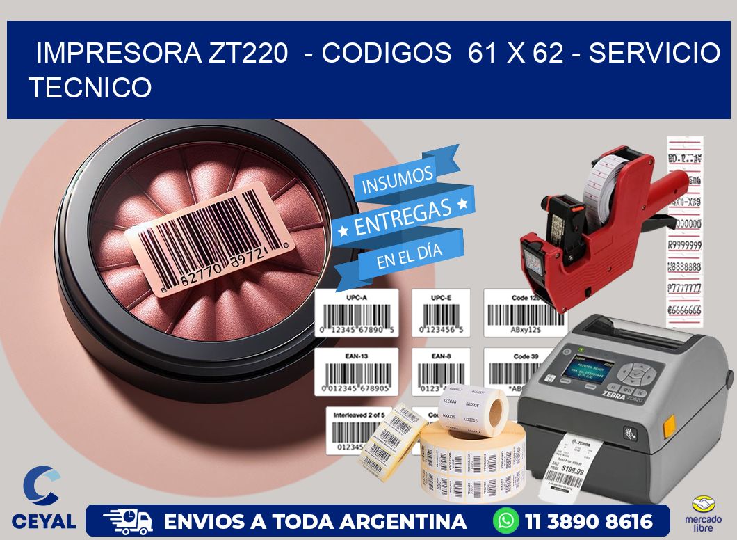 IMPRESORA ZT220 - CODIGOS 61 x 62 - SERVICIO TECNICO