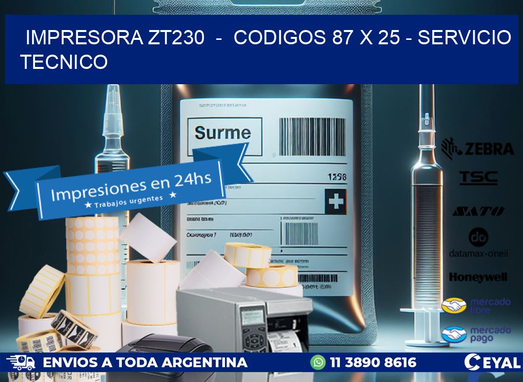 IMPRESORA ZT230  –  CODIGOS 87 x 25 – SERVICIO TECNICO