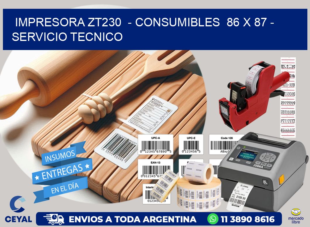IMPRESORA ZT230  - CONSUMIBLES  86 x 87 - SERVICIO TECNICO