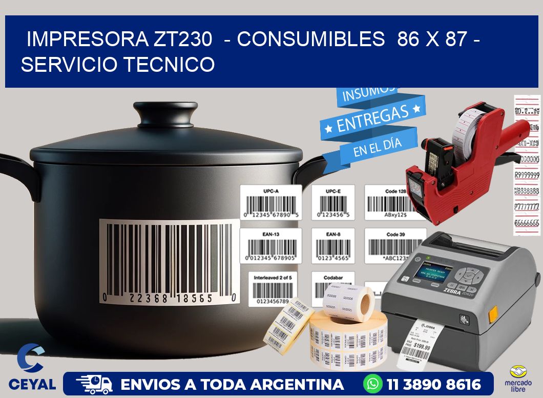 IMPRESORA ZT230  - CONSUMIBLES  86 x 87 - SERVICIO TECNICO