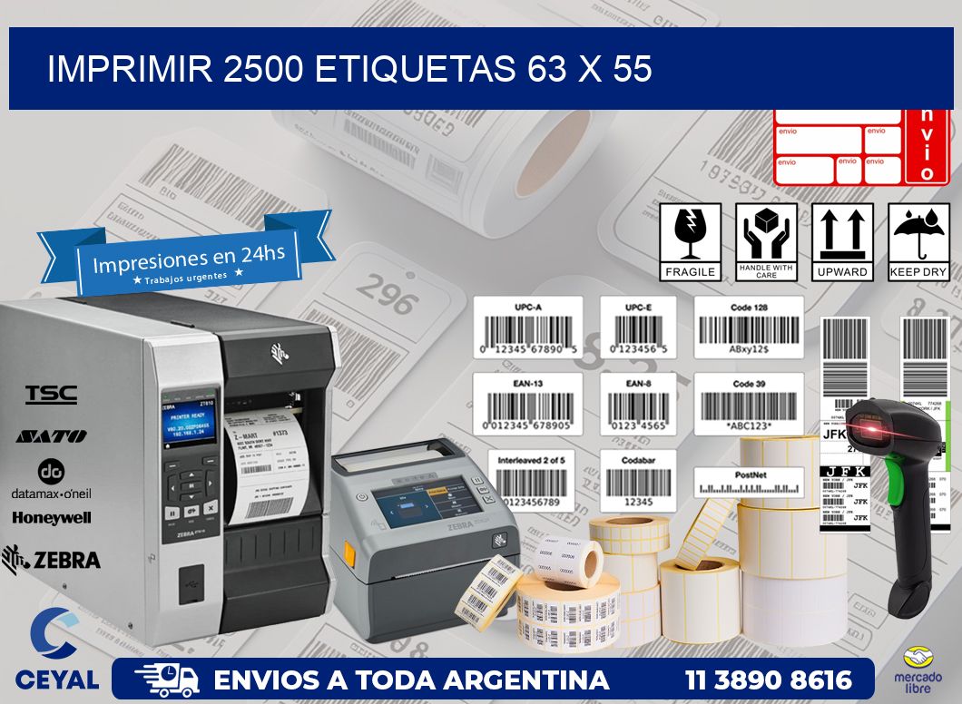 IMPRIMIR 2500 ETIQUETAS 63 x 55