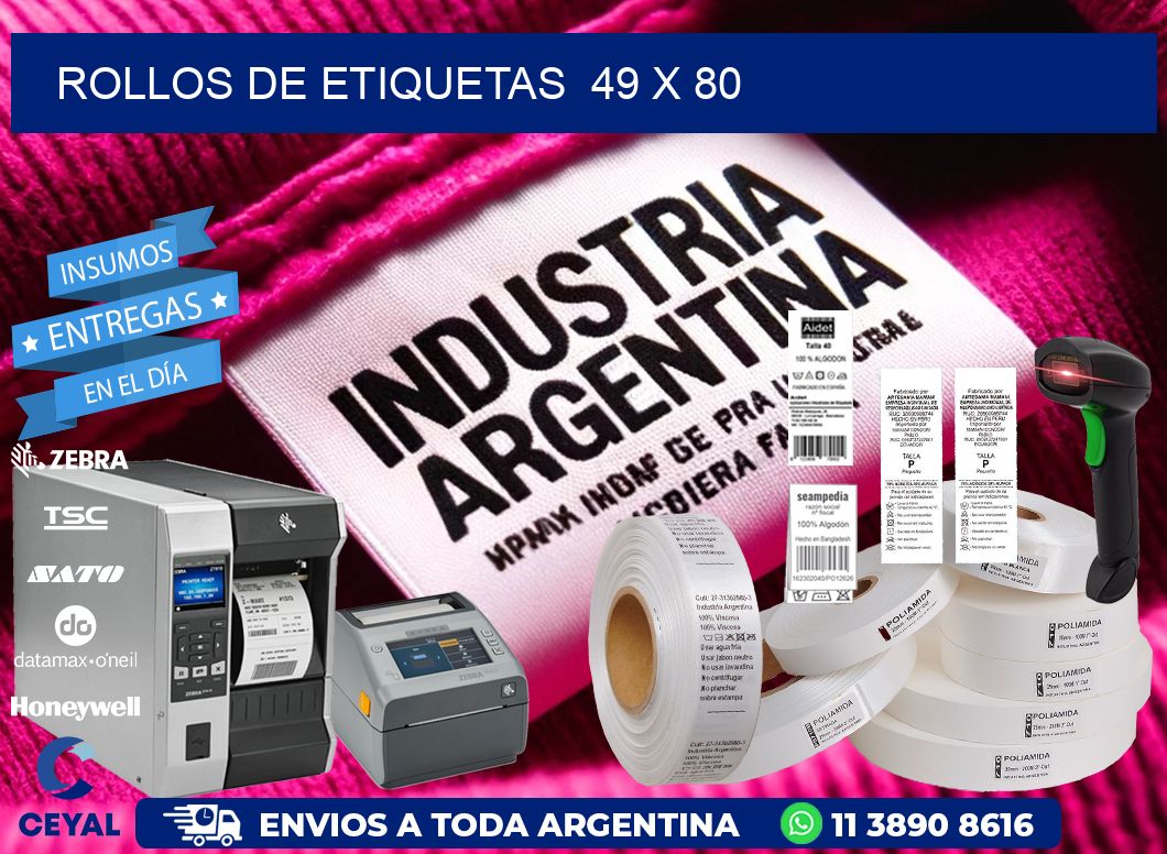 ROLLOS DE ETIQUETAS 49 x 80