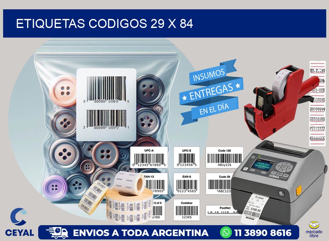 etiquetas codigos 29 x 84