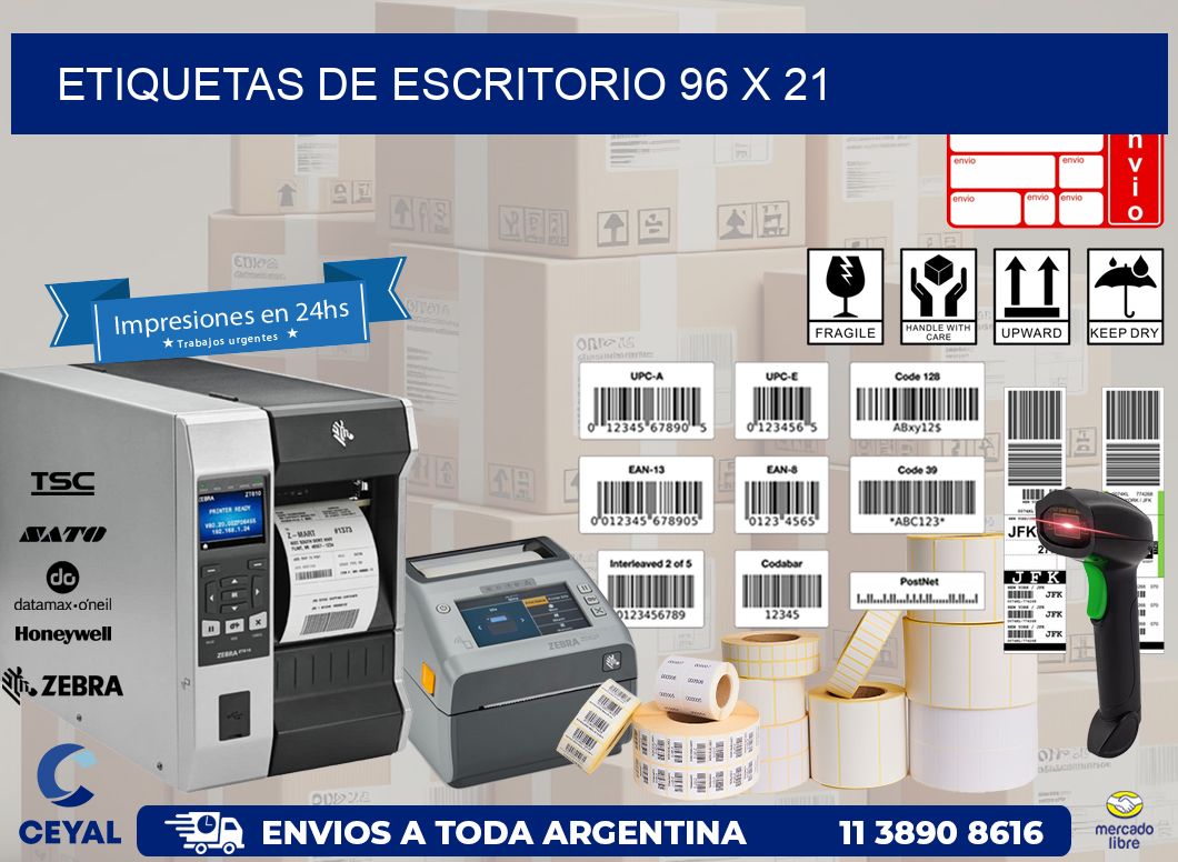 etiquetas de escritorio 96 x 21