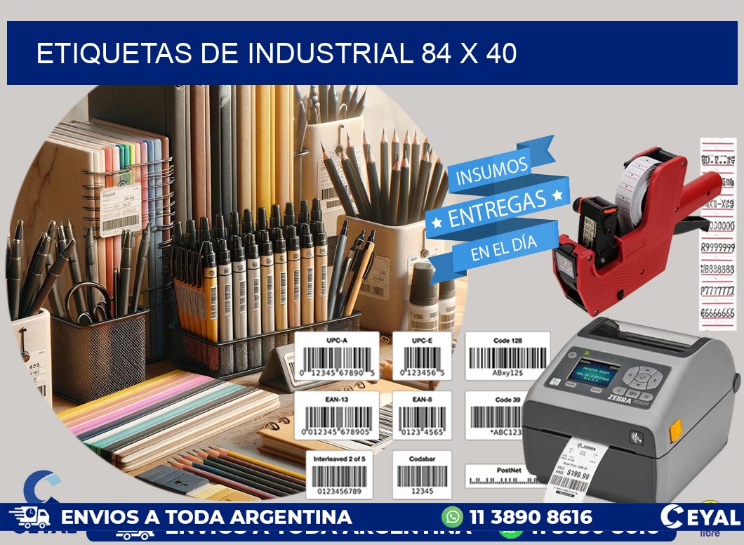 etiquetas de industrial 84 x 40