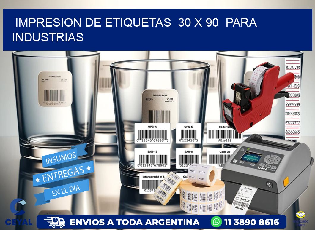 impresion de etiquetas  30 x 90  para industrias