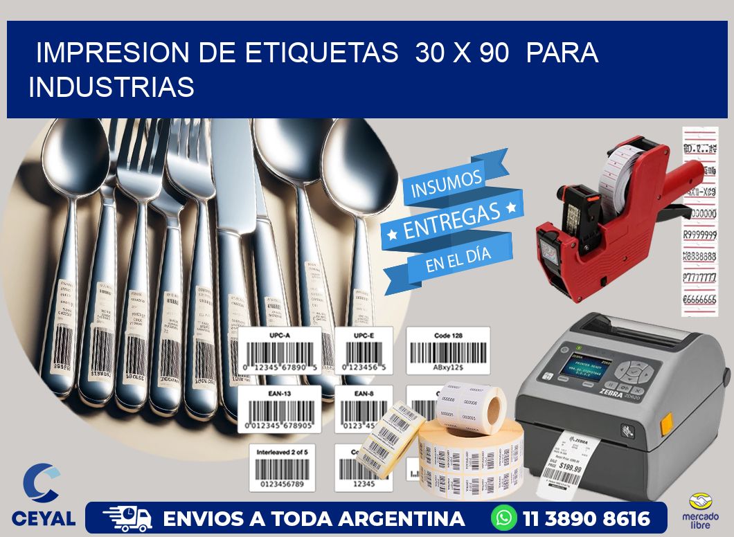impresion de etiquetas  30 x 90  para industrias