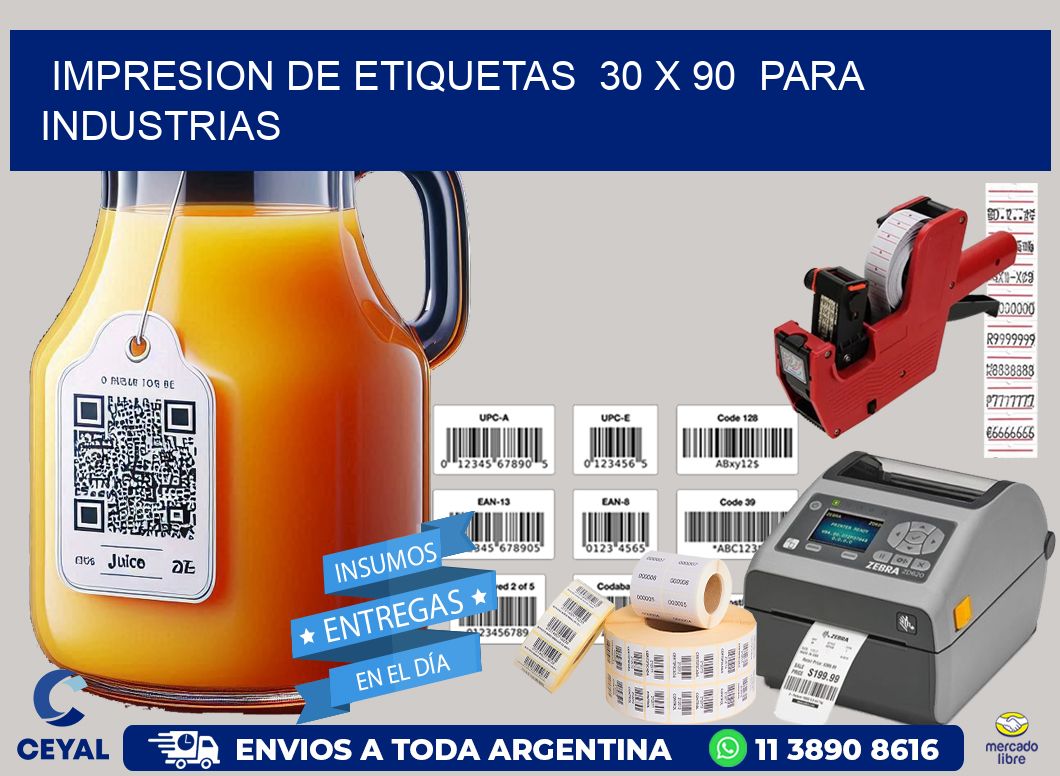 impresion de etiquetas  30 x 90  para industrias
