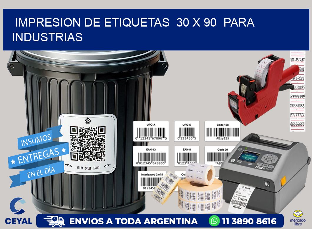 impresion de etiquetas  30 x 90  para industrias