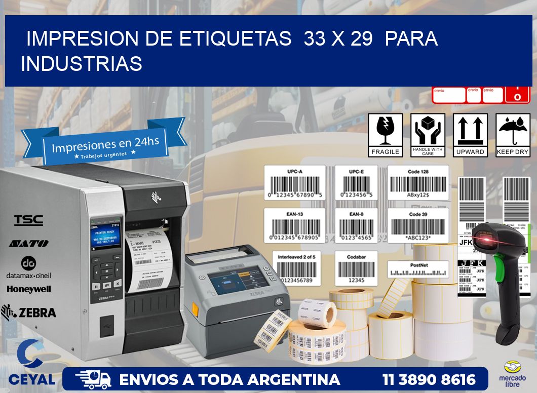impresion de etiquetas  33 x 29  para industrias