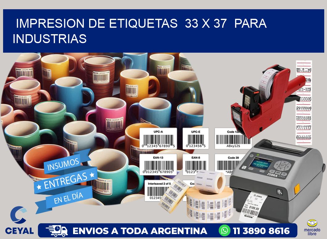 impresion de etiquetas  33 x 37  para industrias