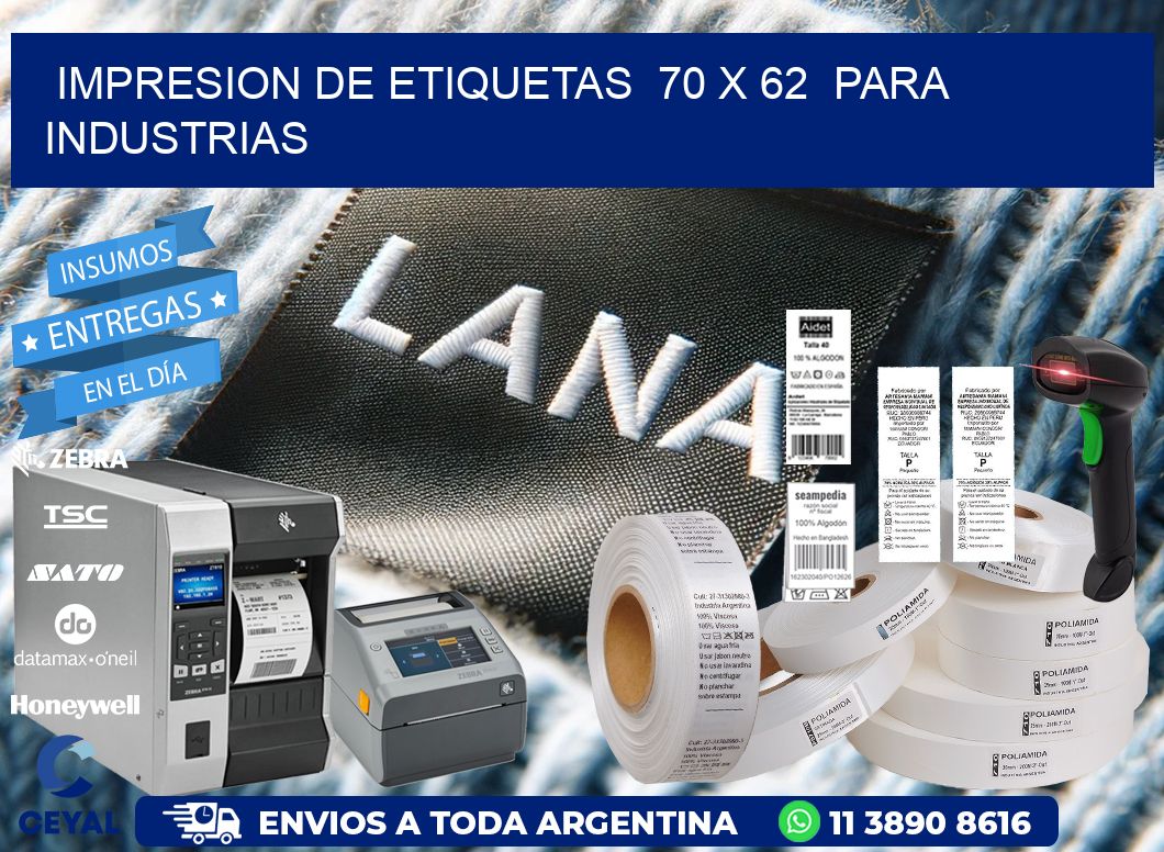 impresion de etiquetas  70 x 62  para industrias